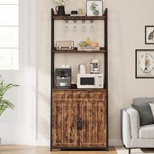 Bakers Rack Wine Glass Rack Vertical Paneling Cabinet Tall Bar Stand