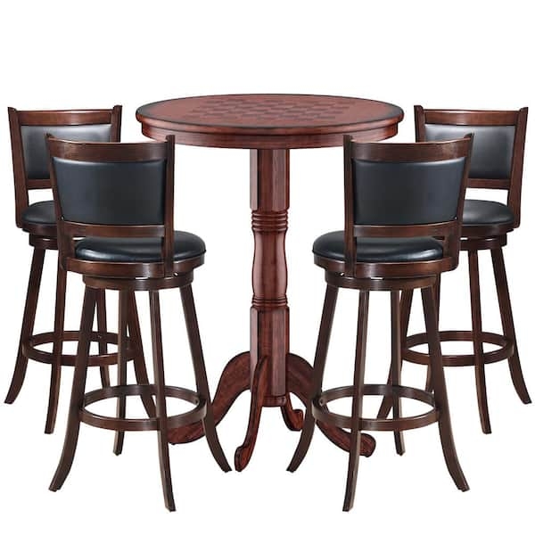 Bar Height Circle Pub Table And Chairs Barstools Bar Height Table With  Chairs Costway 5-Piece