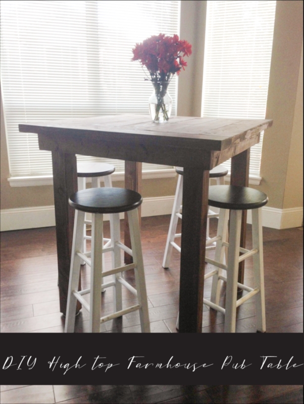 Bar Height Table Set Two Tone Stools Square Pub Height Chunky Wood