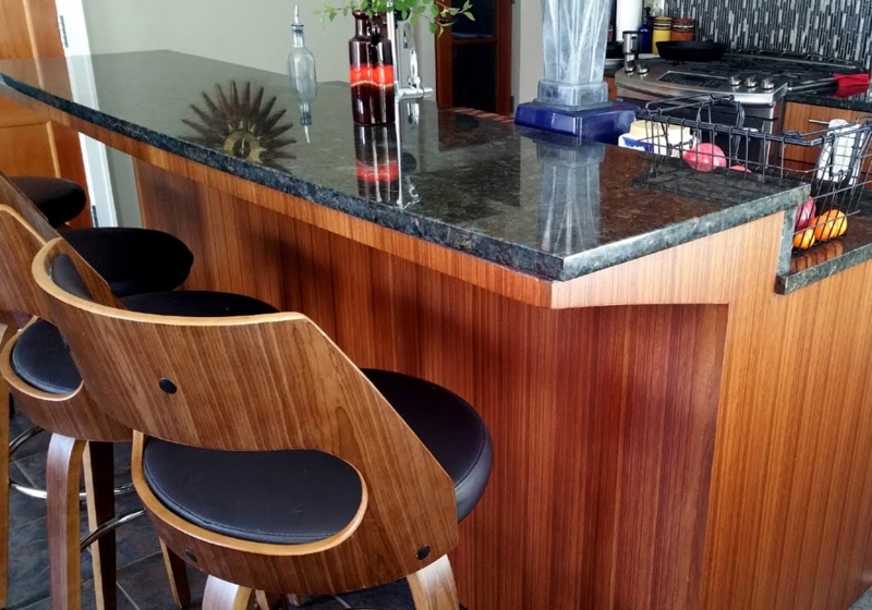 Bar Stool Curved Wood Back Corbel Free Granite Island