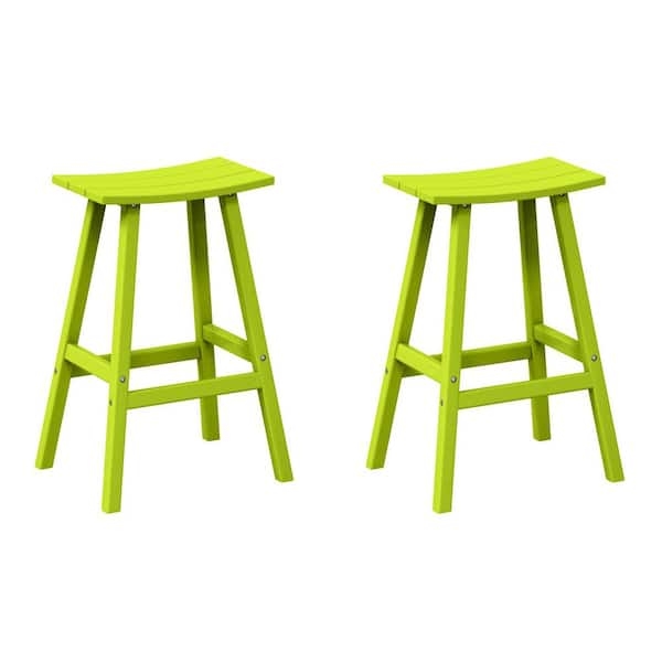 Bar Stool: HDPE synthetic lumber saddle seat for outdoor patio use.