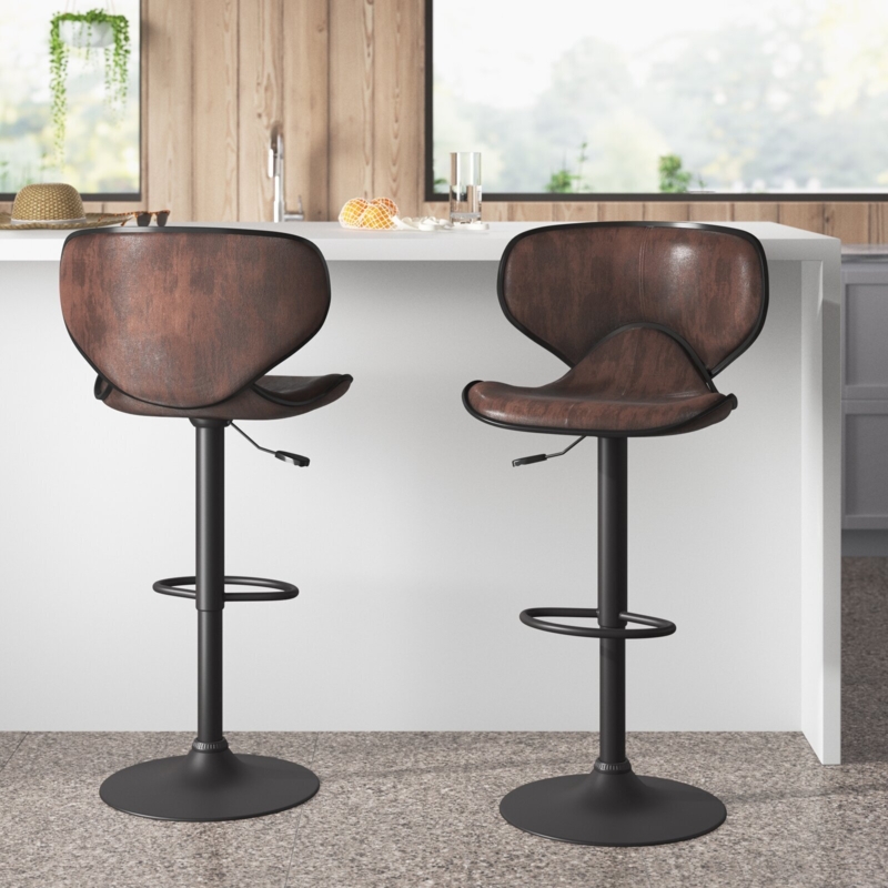 Bar Stool Height Adjustable with Trumpet Base and Swivel Seat