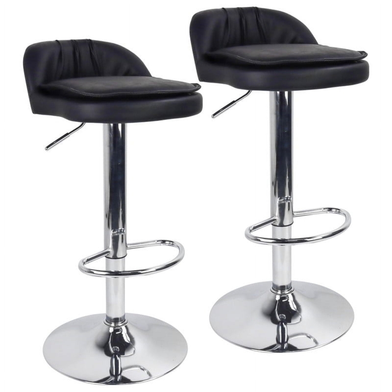 Bar Stool Industrial Modern Pleated Backrest Chrome Trumpet Base Swivel