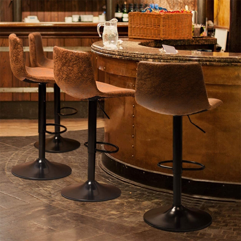 Bar Stool Industrial Pedestal Base Weathered Brown Bucket Seat