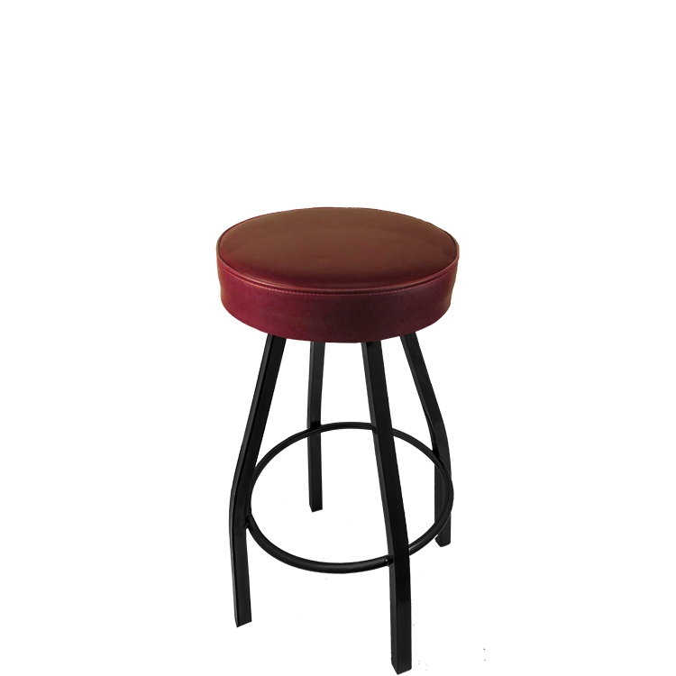 Bar Stool Industrial Wine Burgundy Vinyl Oversized Cushion Swivel Seat