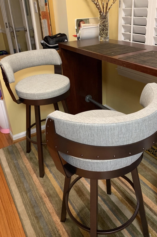 Bar Stool Low Back Studded Accents Dark Wood Industrial Swivel
