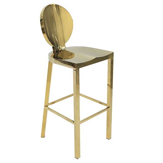 Bar Stool: Minimalist Metallic High Chair with Square Legs