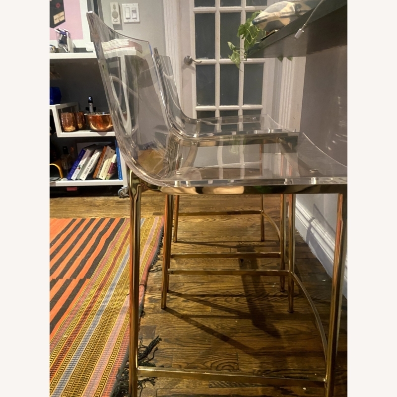 Bar Stool Polished Gold Frame Molded Acrylic Transparent Shell Footrest