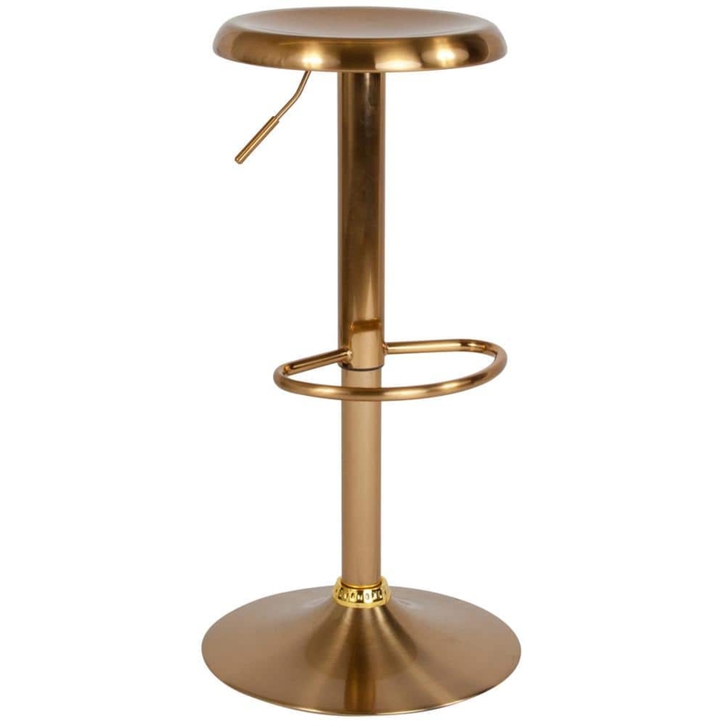Bar Stool: Retro Metal Swivel Stool with Unique Teardrop Footrest