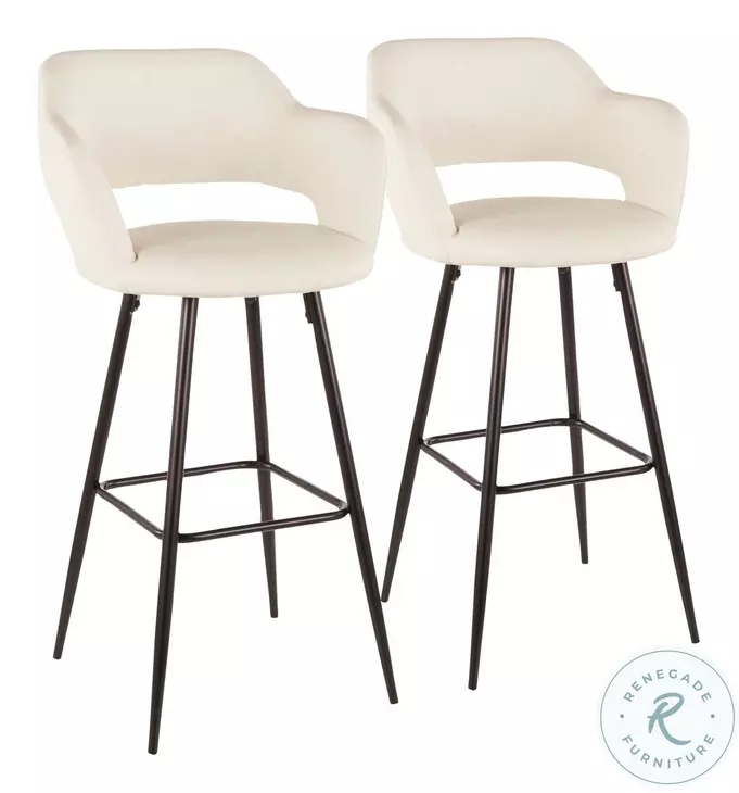 Bar Stool Set with Open Back Cutout and Metal Legs