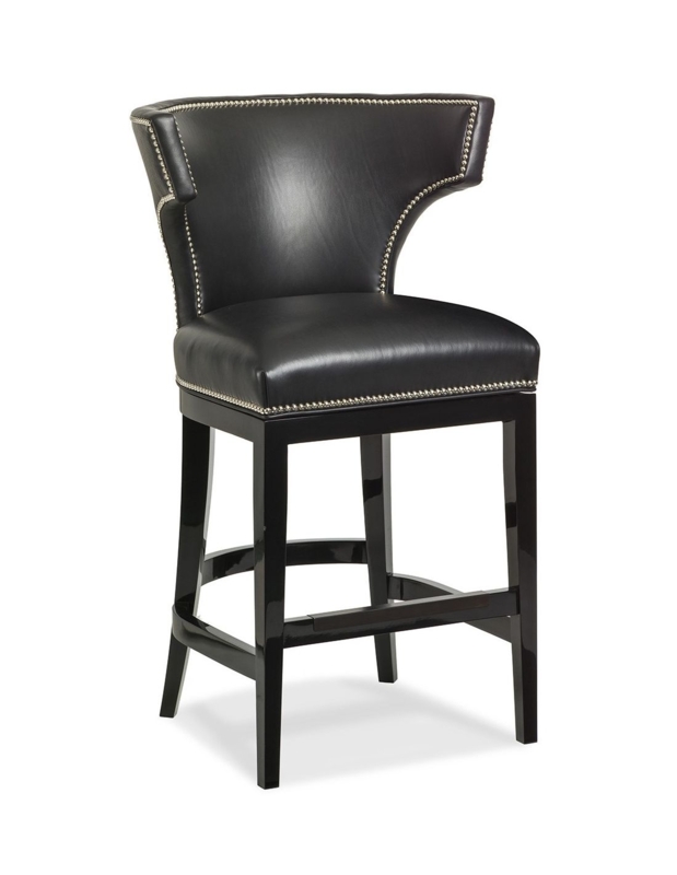 Bar Stool Silver Nailhead Trim Wingback Silhouette Glossy Glam