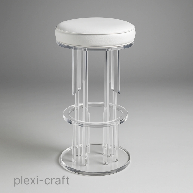 Bar Stool Swivel Icicle Leg Design Clear Acrylic Round Seat