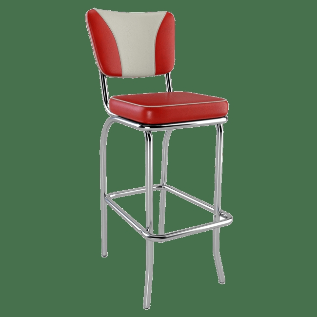 Bar Stool V-Shape Backrest Two-Tone Diner Seating Chrome