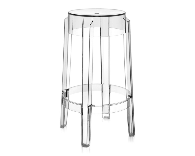 Bar Stool with Circular Footrest Ring in Clear Crystal Finish