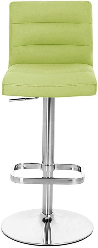 Bar Stool with horizontal channel tufting and polished chrome round base.