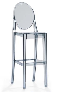 Bar Stool with Medallion Back in Glossy Smoke Grey Finish
