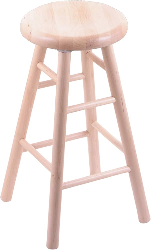 Bar Stool with Natural Wood Grain and Double Rung Support Features