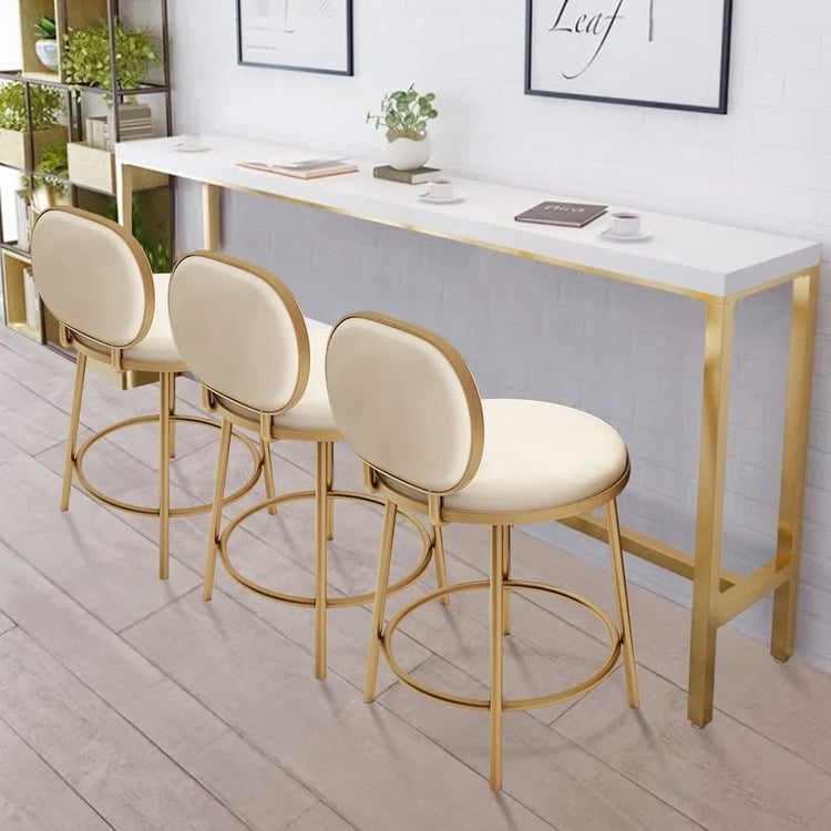 Bar Stool with Round Upholstered Back and Metal Frame