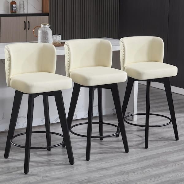 Bar Stool with Tapered Square Legs and Nailhead Trim