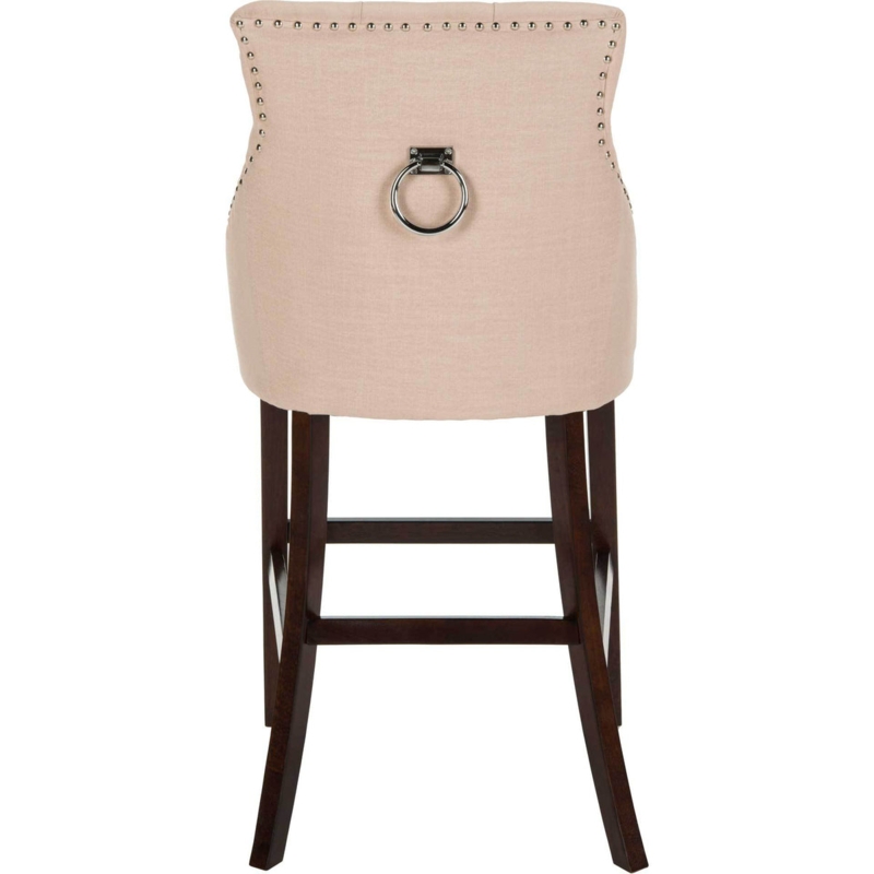 Bar Stool with Wingback Silhouette and Nailhead Trim