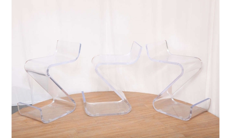 Bar Stool Z Shape Cantilever Base Lucite Waterfall Edge