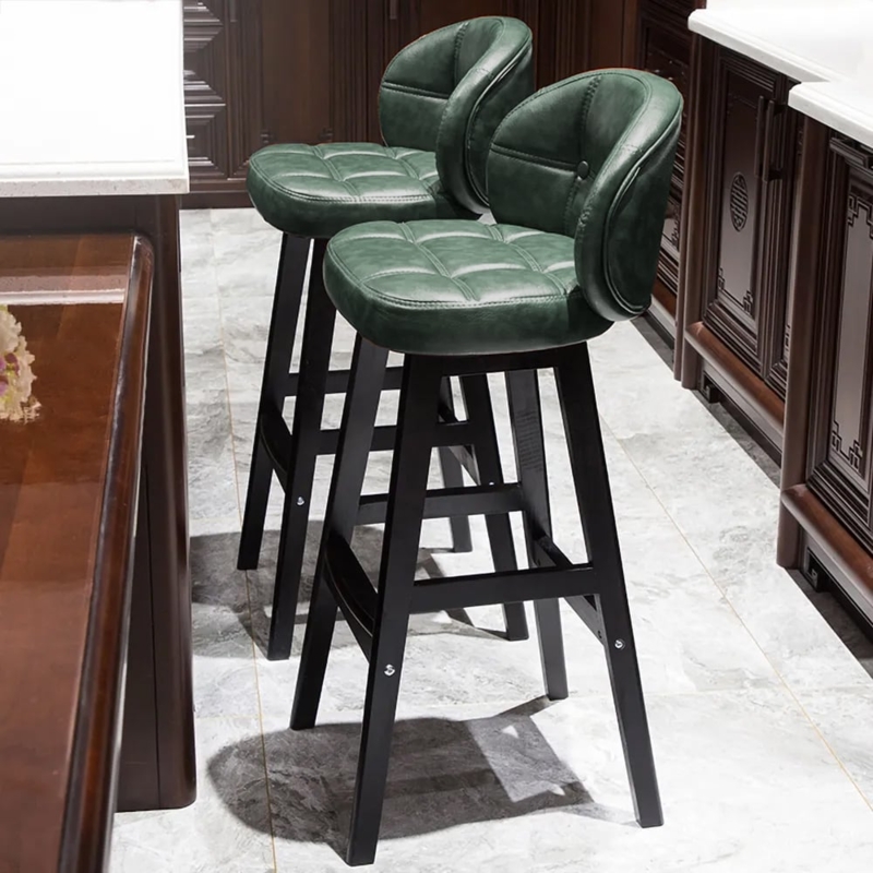 Bar Stools Forest Green Barrel Back Mid Century Modern Tufted