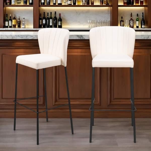 Bar Stools with Channel Tufted Full Backrests