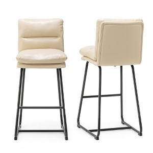 Bar Stools with Horizontal Tufting and Thick Cushioning
