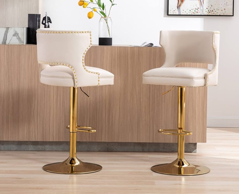 Bar Stools with Metallic Pedestal Base and Adjustable Height