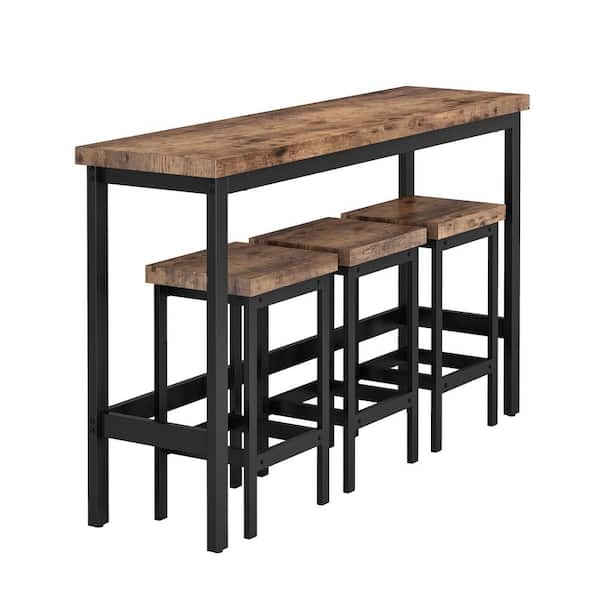 Bar Table Set, Space Saving Tuck Away Stools, Slim Profile
