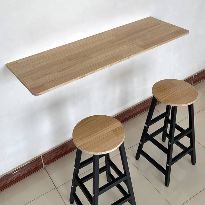 Bar Table Set Wall Mounted Round Seats Industrial Minimalist Drop Leaf