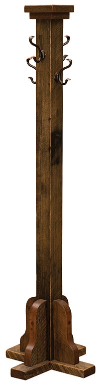 Barnwood Floor Coat Rack: Rustic Lodge Style with Heavy Timber Post