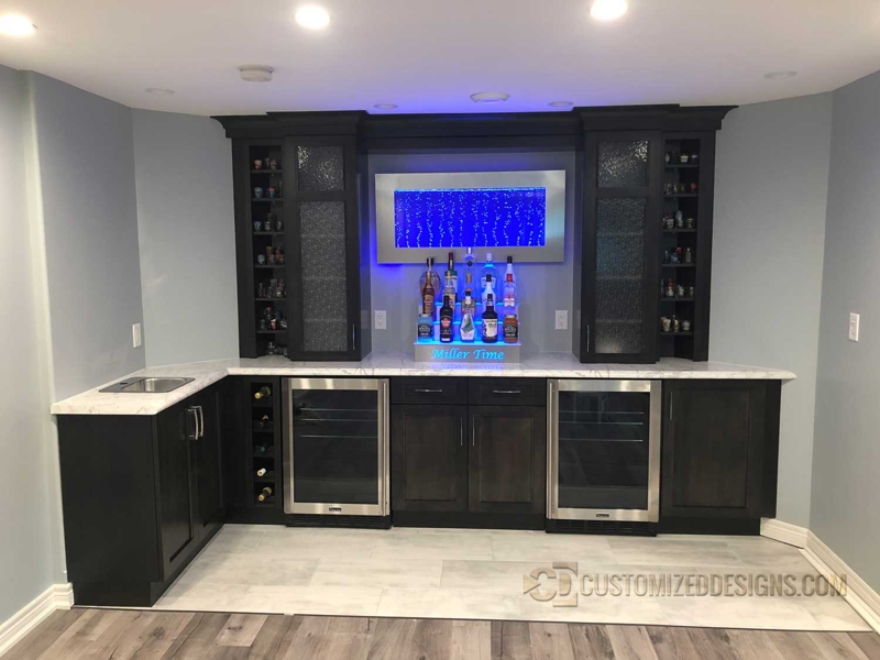 Basement Home Bar Integrated Bubble Wall Stainless Steel Appliances