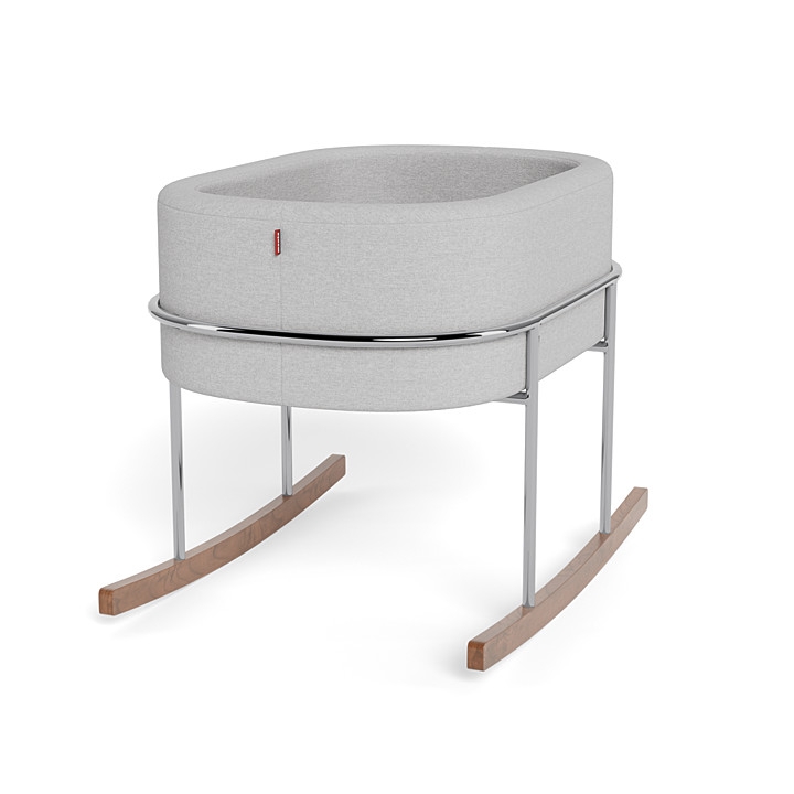 Bassinet Chrome Frame Perimeter Ring Rocking Upholstered Fabric