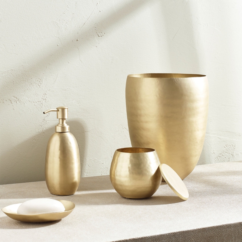 Bath Accessory Set Brushed Gold Organic Curves Minimalist Decor