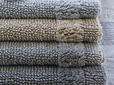 Bath Mat Popcorn Loop Pile with Shaggy Border in Neutral Tones