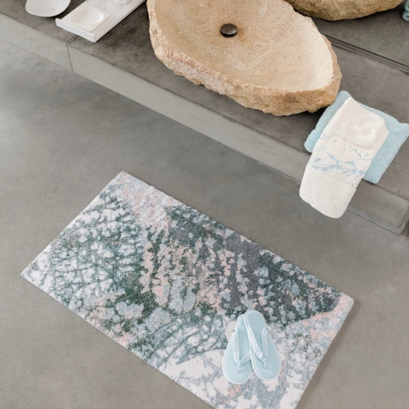 Bath Rug Abstract Botanical Print in Luxury Giza Cotton