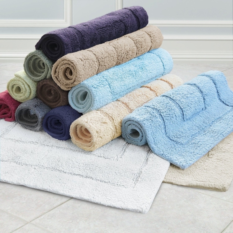 Bath Rug Egyptian Cotton Looped Terry Pile with Border Frame Detail