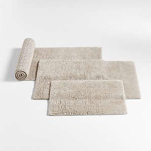 Bath Rug Organic Cotton with Tactile Loop Pile in Natural Taupe