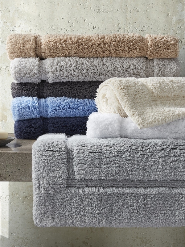 Bath Rug Tonal Palette with Inset Border and High Pile