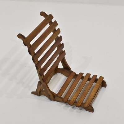 Beach Chair Beech Wood Floor Rails Slatted Back Mid-Century