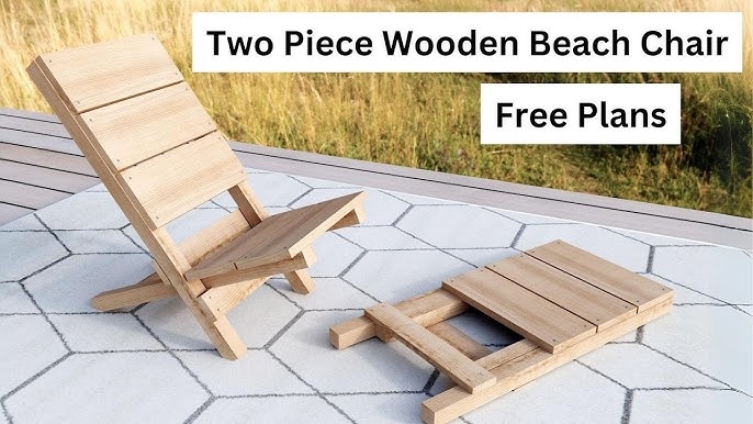 Beach Chair Two-Piece Construction Slatted Wood Low Profile