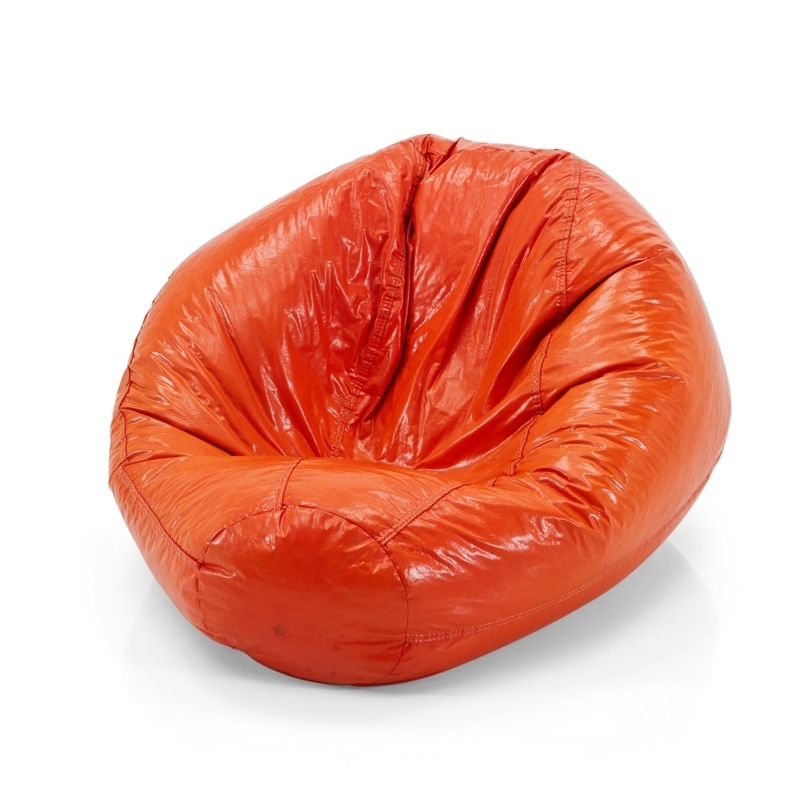 Bean Bag Bright Orange Glossy Crinkled Texture Retro