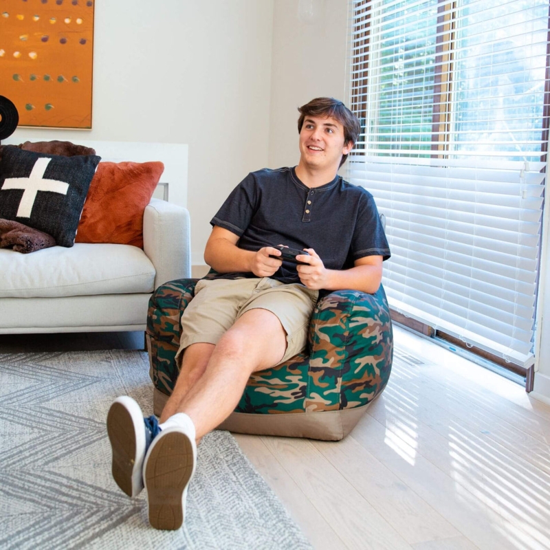 Bean Bag Chair Camouflage Pattern Structured Gaming Seat