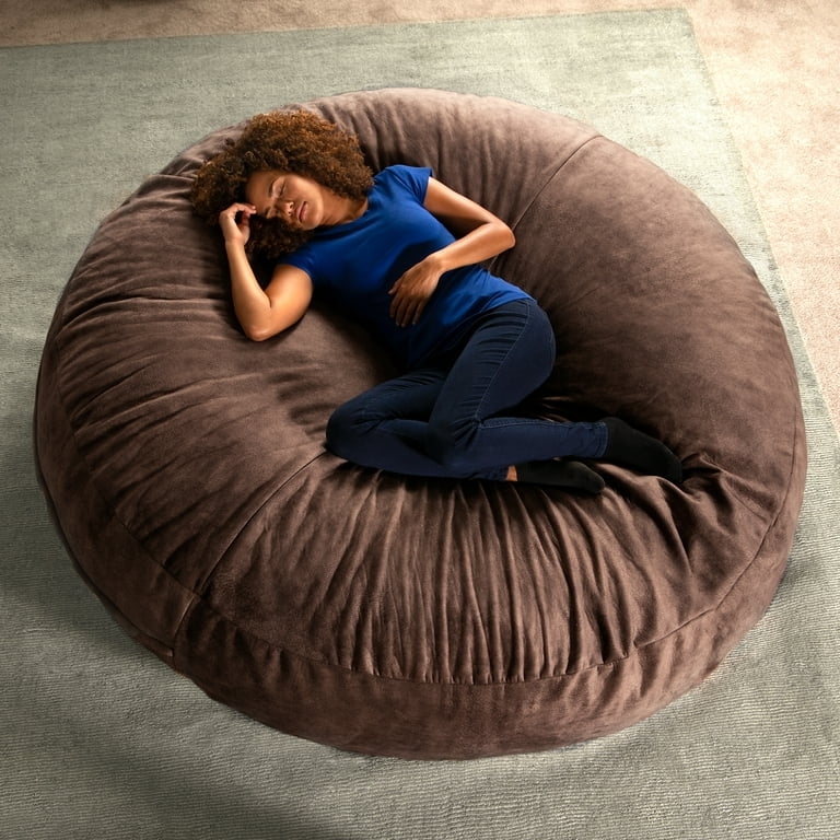 Bean Bag Chair: Chestnut Brown Microvelvet, Giant Cocoon Lounge.
