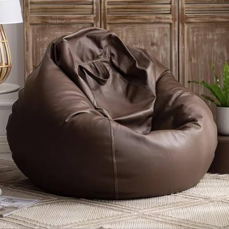 Bean Bag Chair Chocolate Brown Top Handle Slouchy Profile