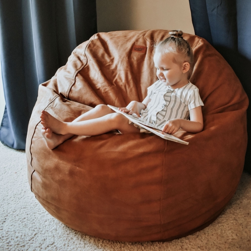 Bean Bag Chair Convertible Design Oversized Cognac