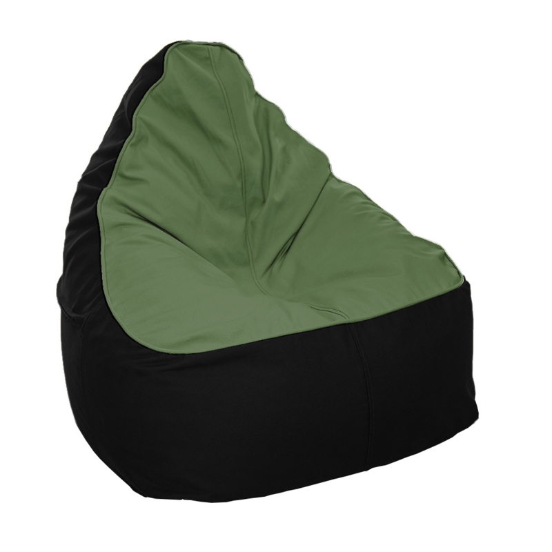 Bean Bag Chair Forest Green Two Tone Paneling Teardrop Silhouette