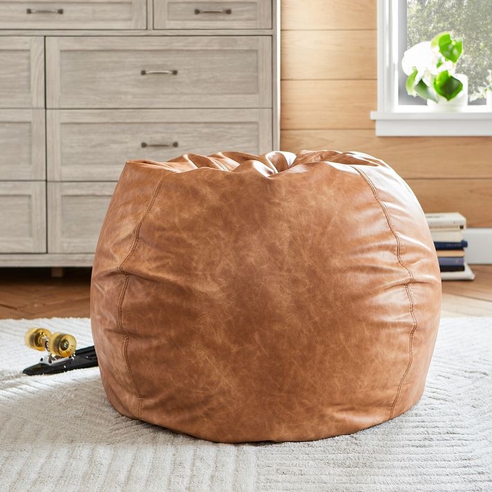 Bean Bag Chair Indented Seat Oversized Round Caramel
