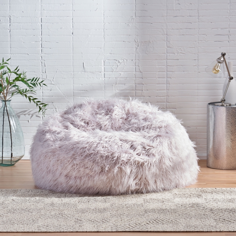 Bean Bag Chair Lavender Faux Fur 5 Ft Shaggy Seating